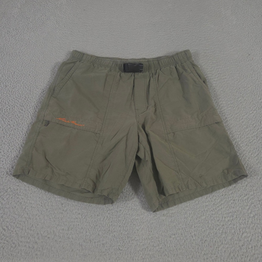 VINTAGE Eddie Bauer Shorts Mens Medium Olive Ripstop Tech Utility Hiking 90s